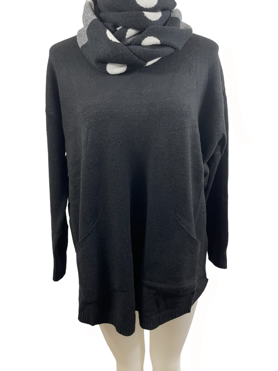 Upload image to gallery, Ens. Oversized top and woven polka dot scarf in super soft knit