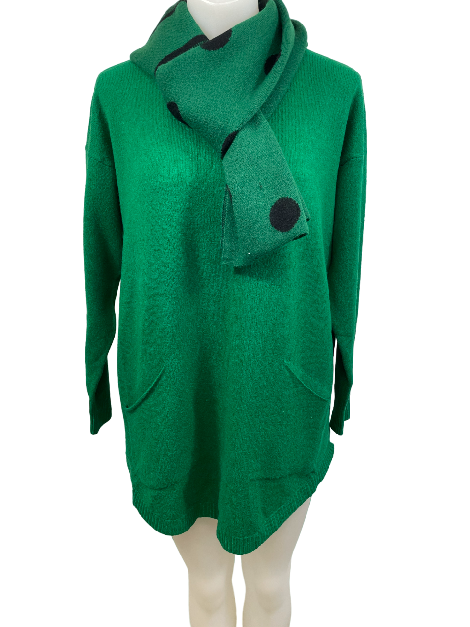 Charger l'image dans la galerie, Ens. haut surdimensionné et foulard tissé à pois en tricot très doux