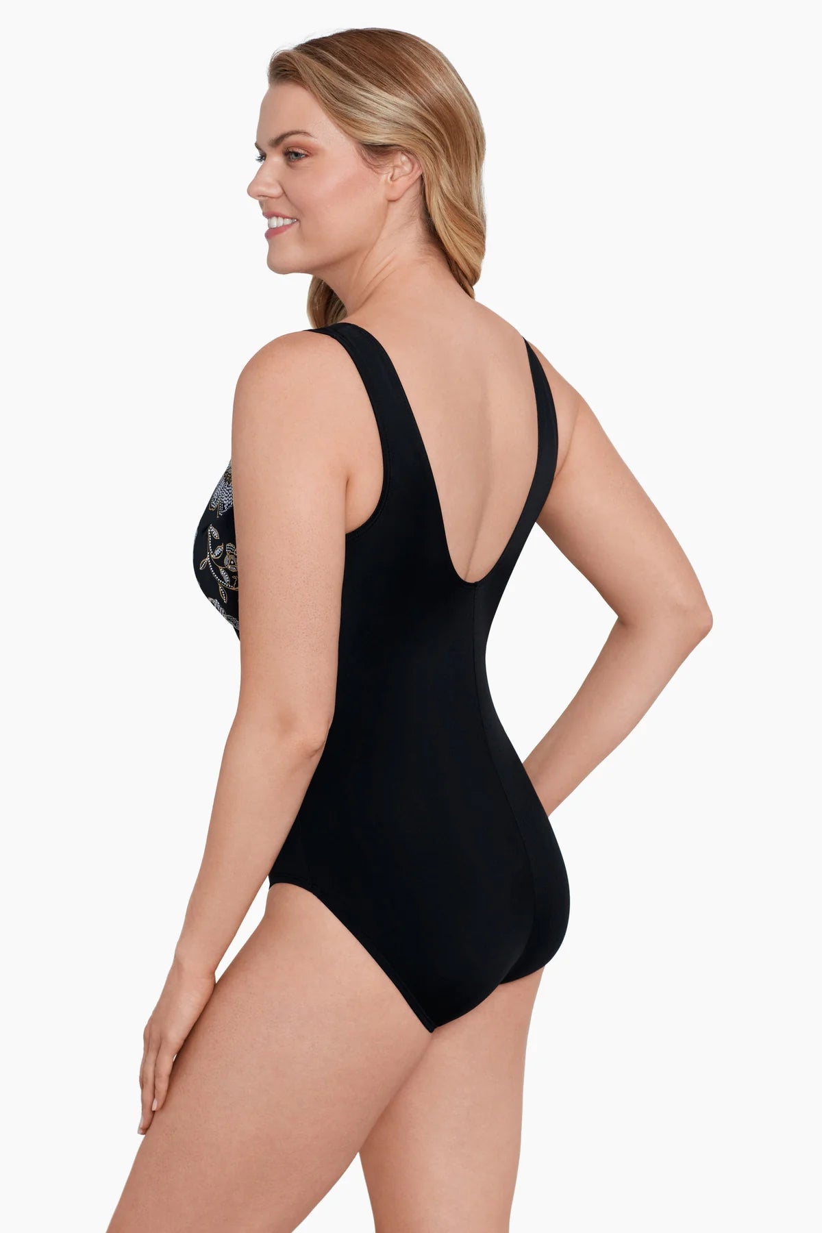 Charger l'image dans la galerie, Maillot 1 pièce cache-cœur fleurs dorées Gilded Pleasure