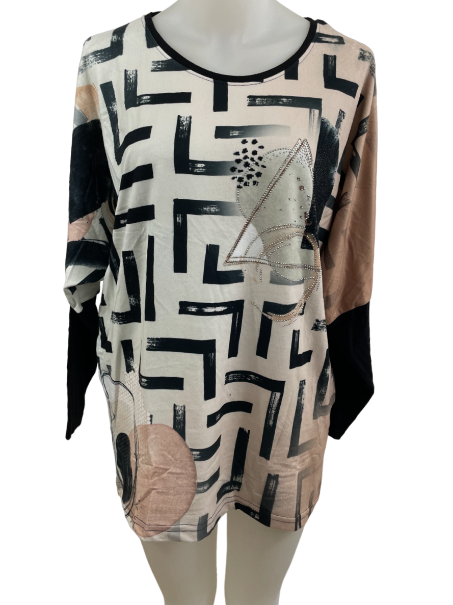 Upload image to gallery, Printed gradient Top front/back with rhinestone appliqués
