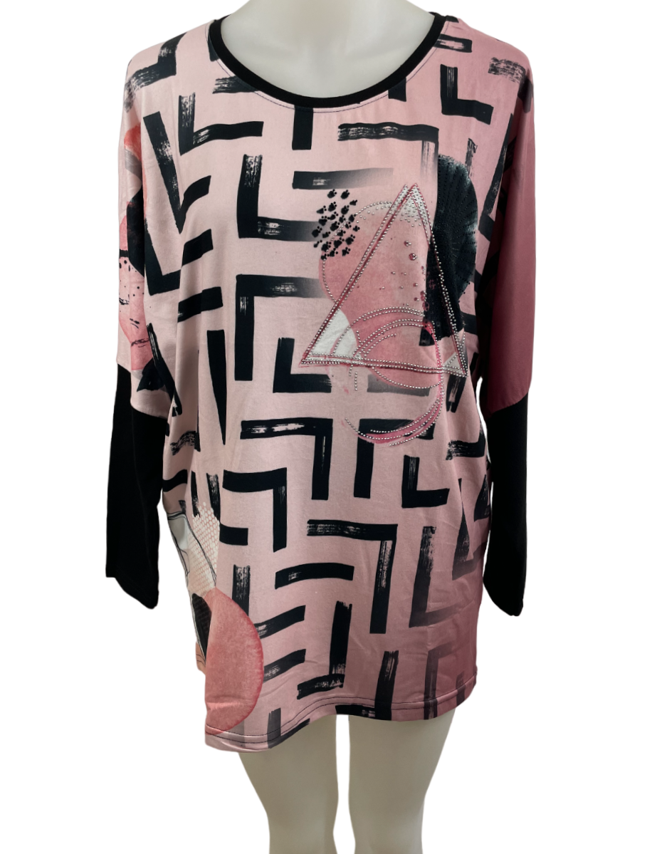 Upload image to gallery, Printed gradient Top front/back with rhinestone appliqués
