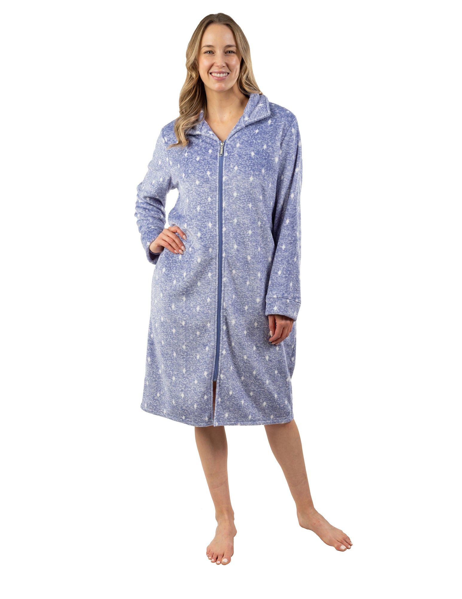 Load image in gallery, Diamond Print Fleece Lounge Dress, Zippered
