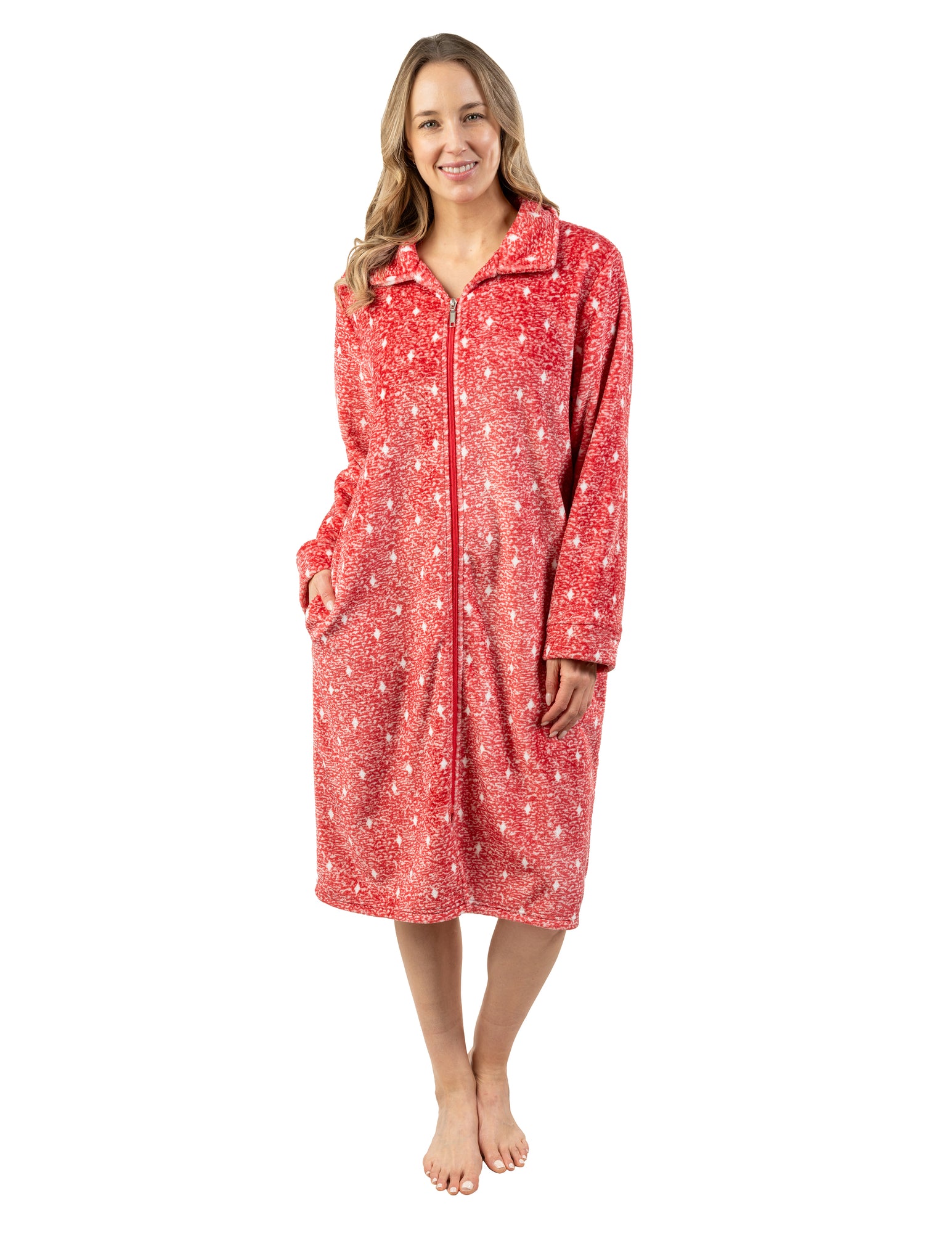 Load image in gallery, Diamond Print Fleece Lounge Dress, Zippered
