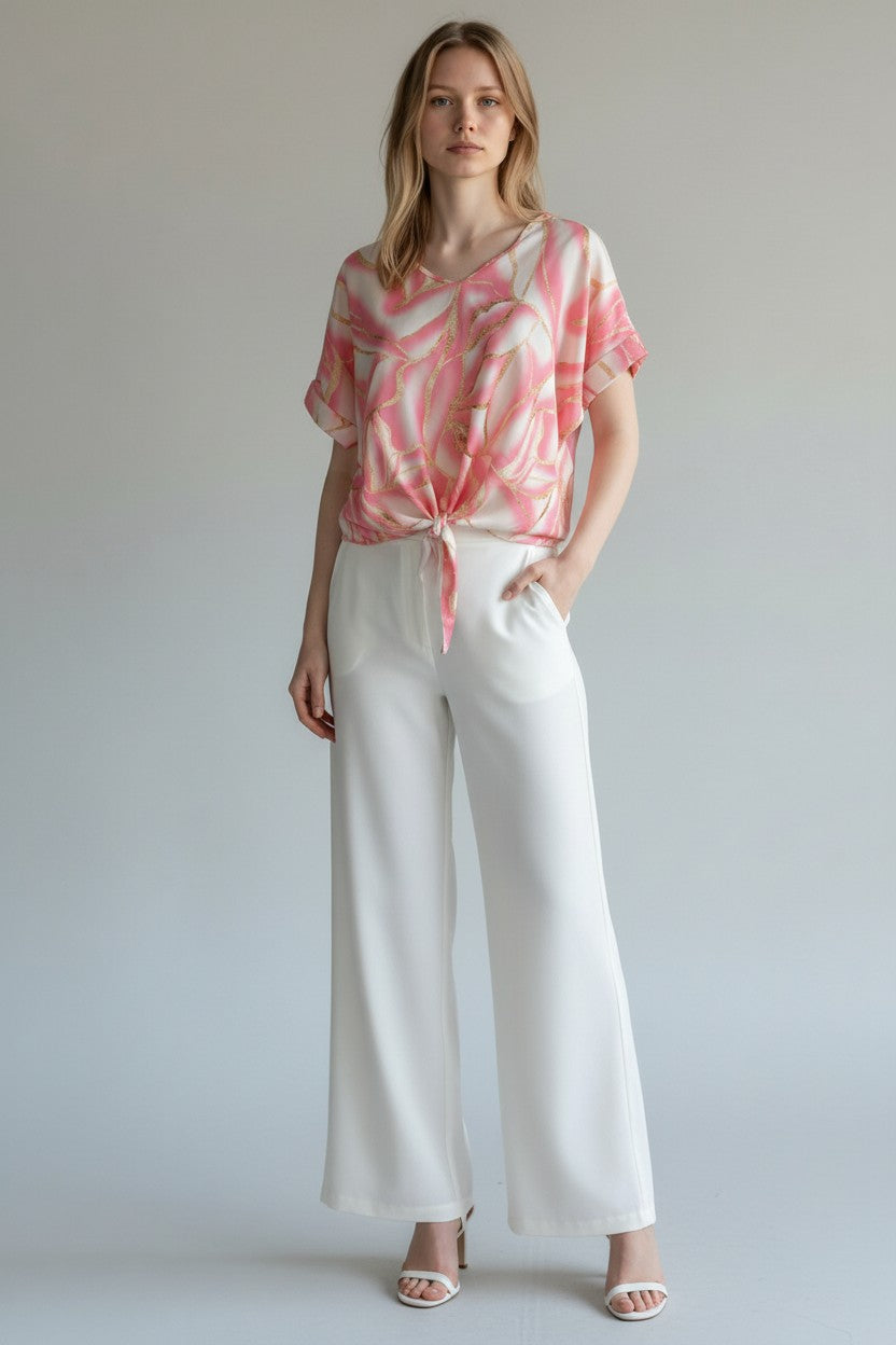 Upload image to gallery, Printed top with front bow
