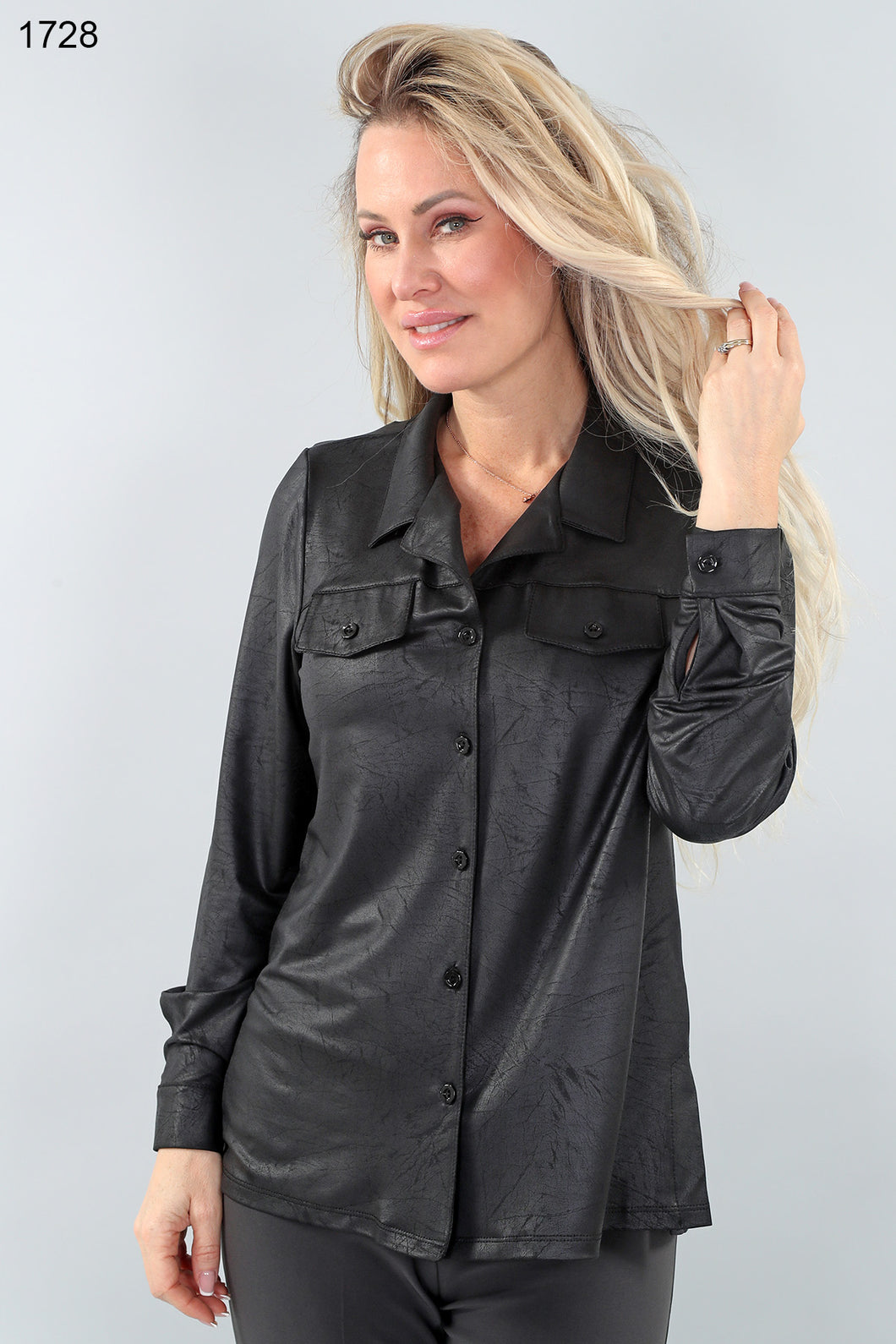 Vegan leatherette blouse