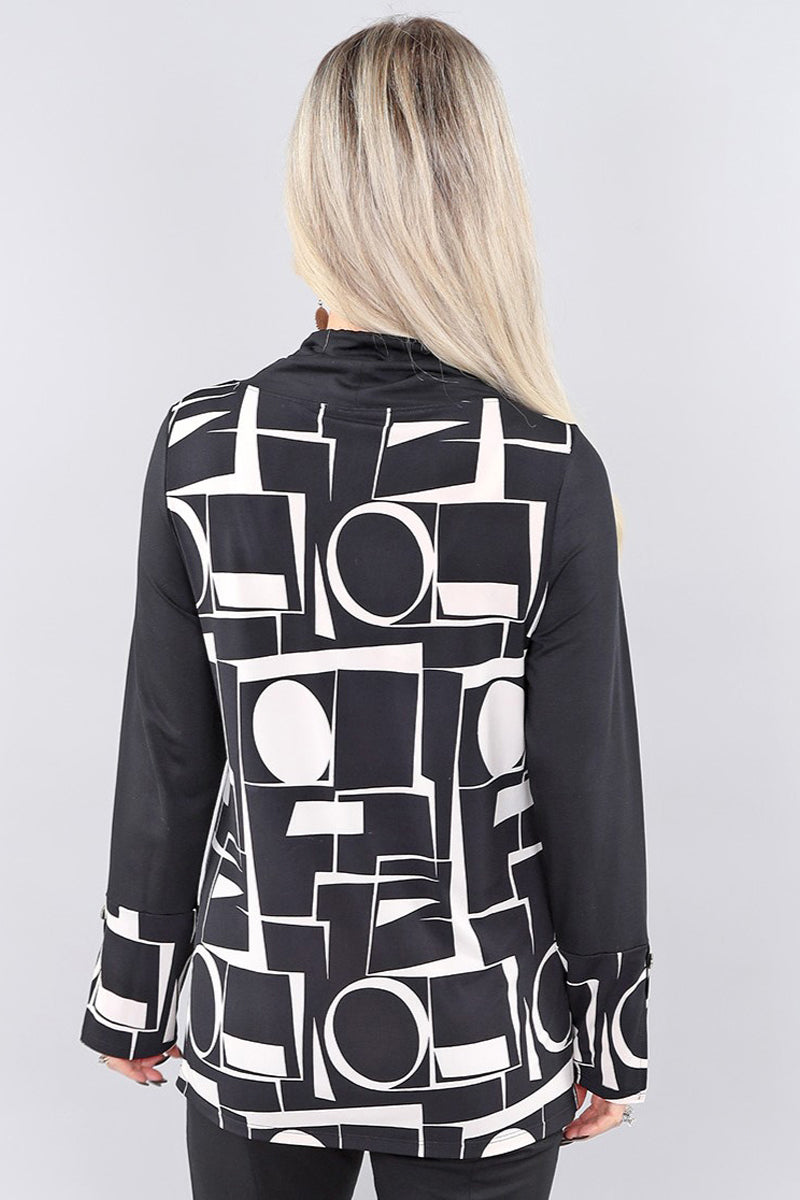 Upload image to gallery, Two-tone black and sand cowl neck top - Michael Tyler
