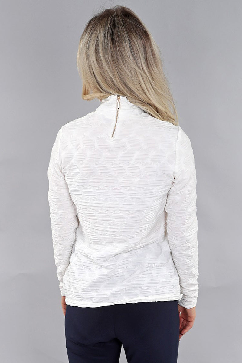 Upload image to gallery, Waffle Turtleneck Top with Back Zip - Michael Tyler
