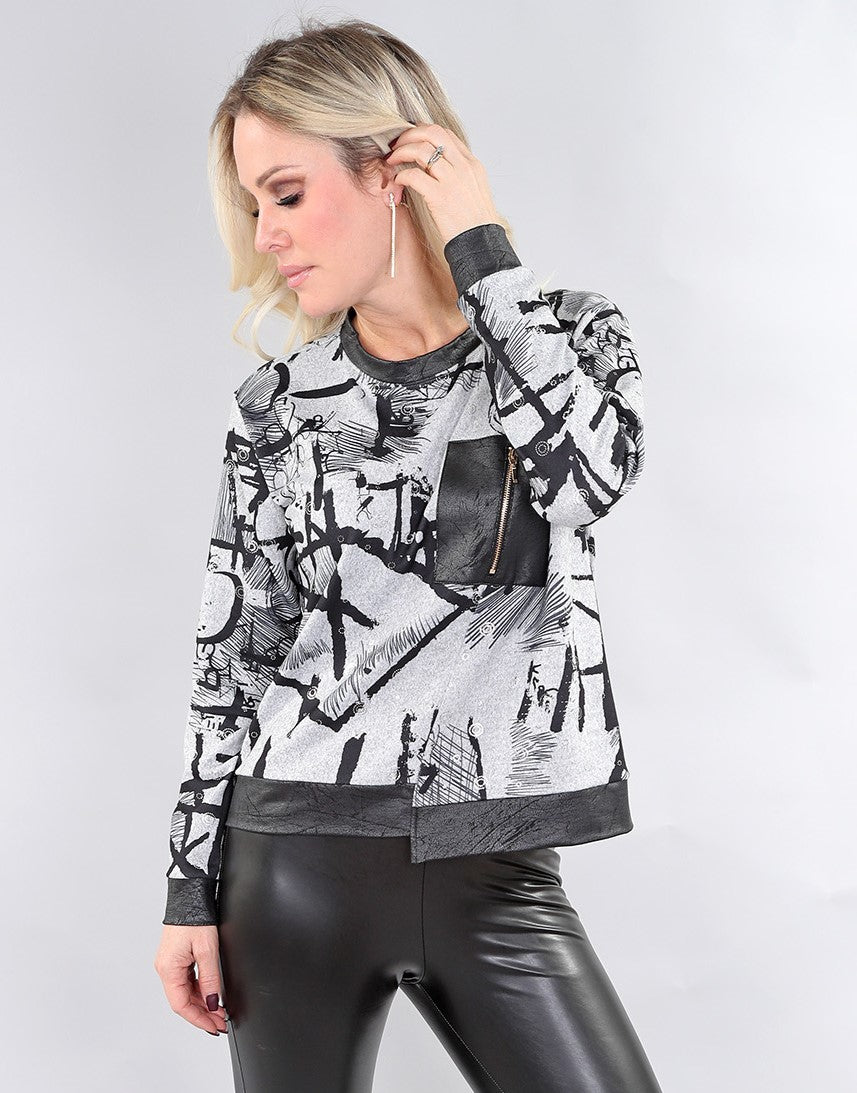 Upload image to gallery, Printed top with glossy finish/vegan leatherette - Michael Tyler
