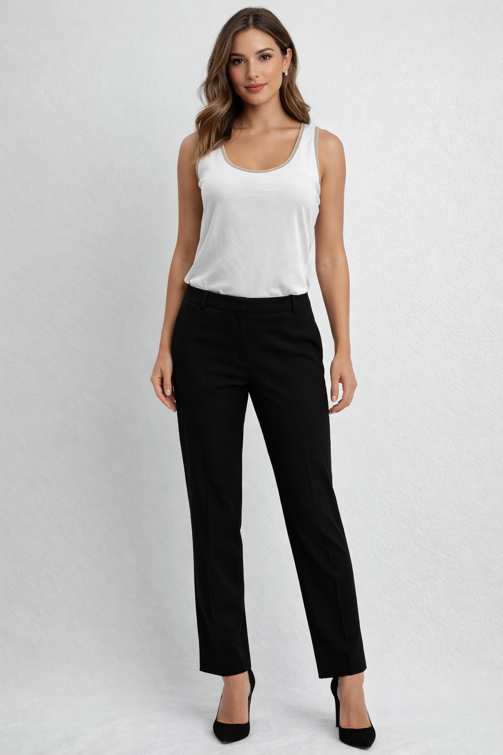 Upload image to gallery, Luxurious rib camisole with gold trim
