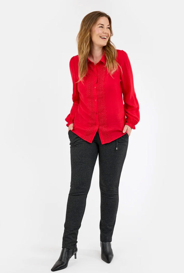 Upload image to gallery, Knit trousers with decorative lace - Brandtex
