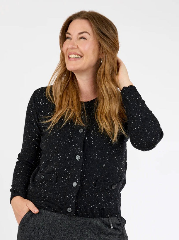 Load image in gallery, Buttoned cardigan with glitter touch - Brandtex
