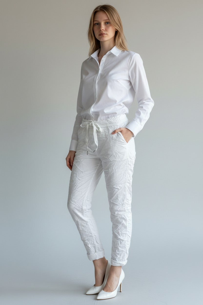 Upload image to gallery, Crinkle pants with lurex inserts

