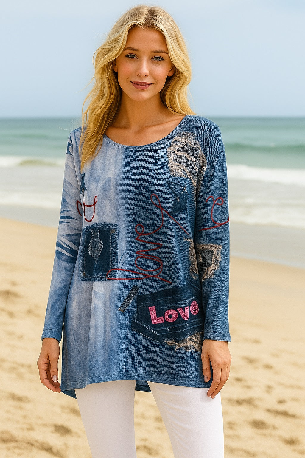 Upload image to gallery, Printed Brushed Knit Tunic
