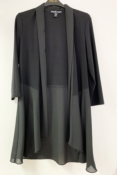 Plain cardigan with semi-chiffon panels - Michael Tyler