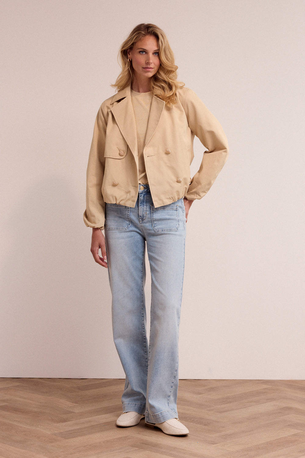 Load image in gallery, Trench jacket with gold buttons - Tramontana
