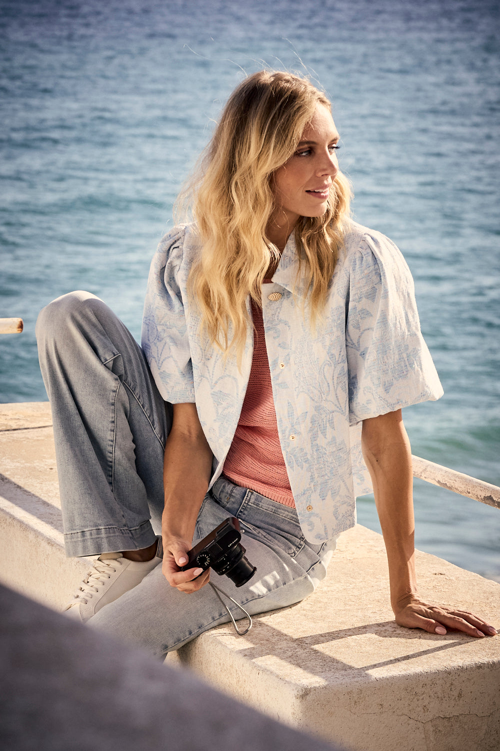 Load image in gallery, Puffed Short Sleeve Jacquard Jacket - Tramontana
