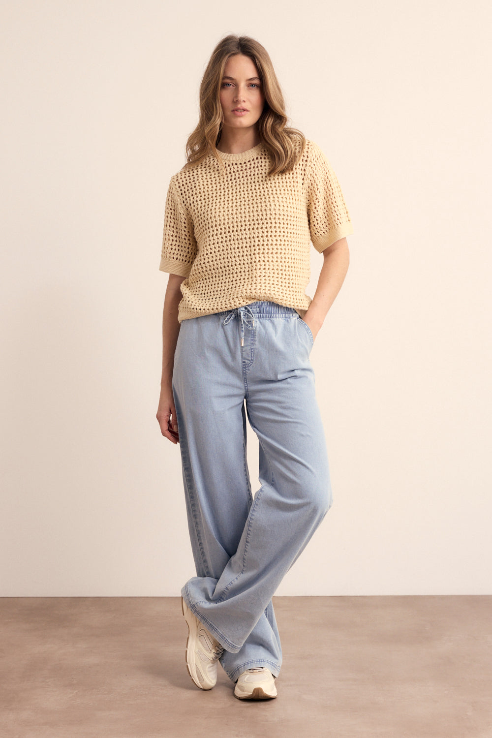 Upload image to gallery, Plain Round Neck Crochet Top - Tramontana
