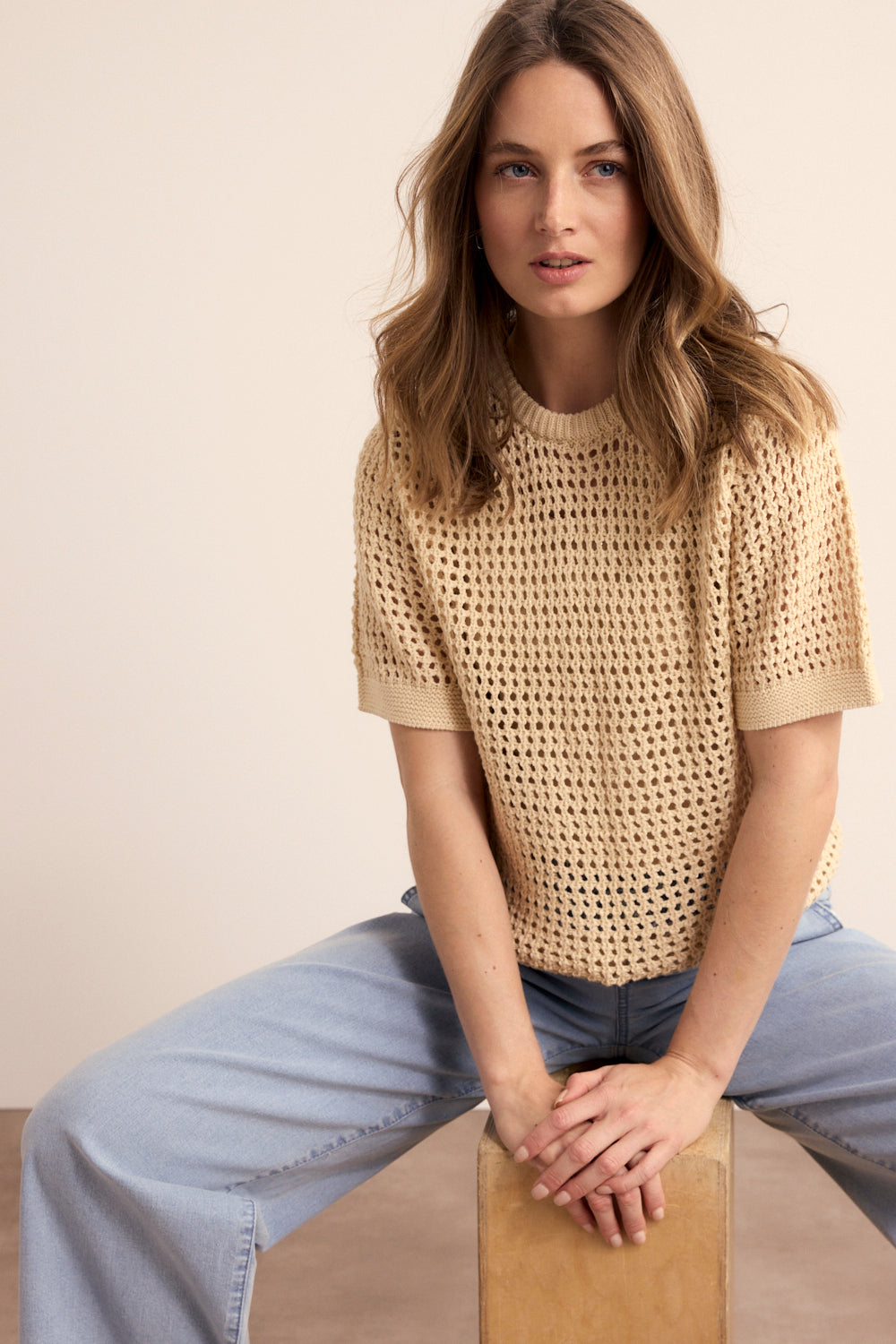 Upload image to gallery, Plain Round Neck Crochet Top - Tramontana
