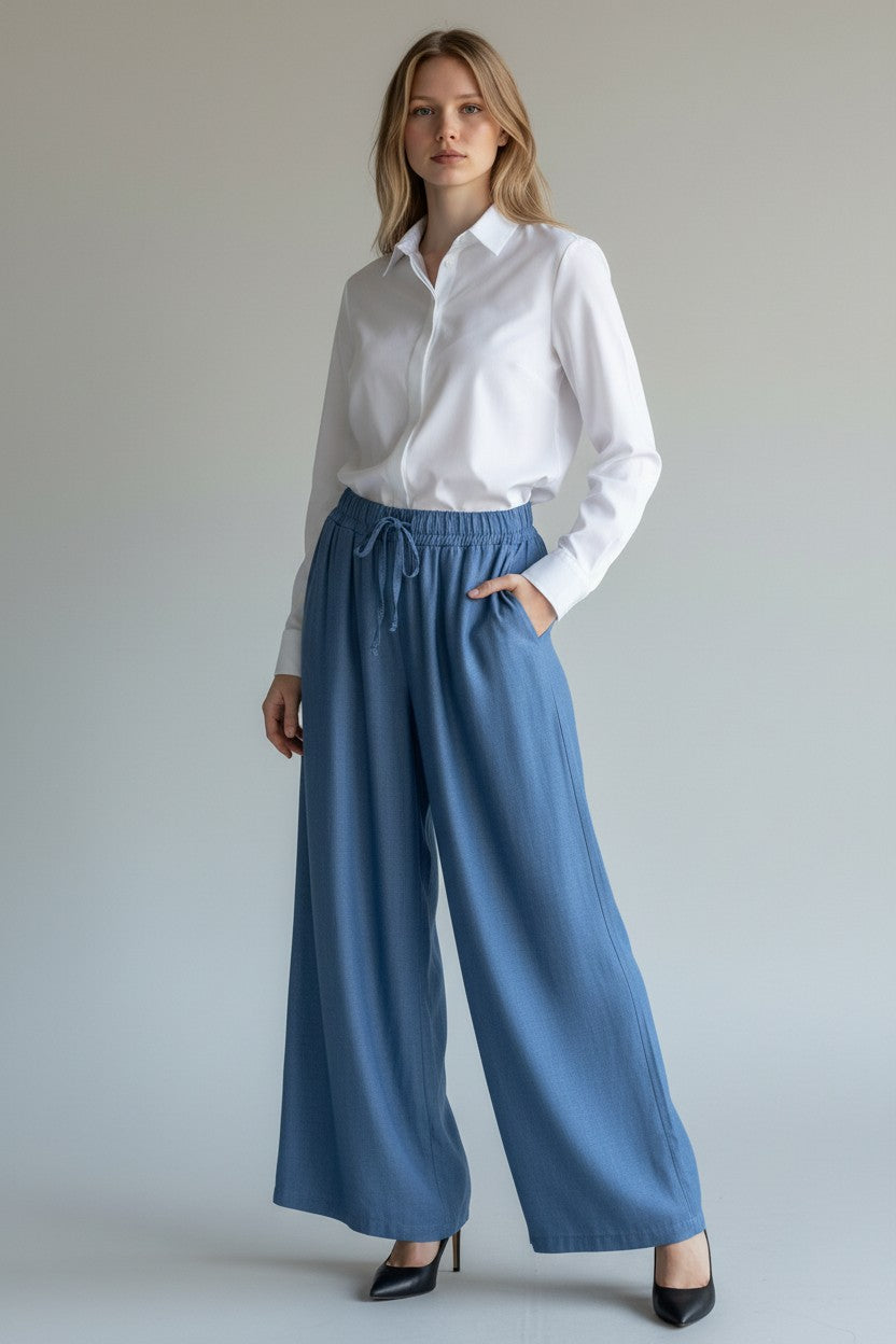 Load image in gallery, Shiny Tencel Palazzo Pants
