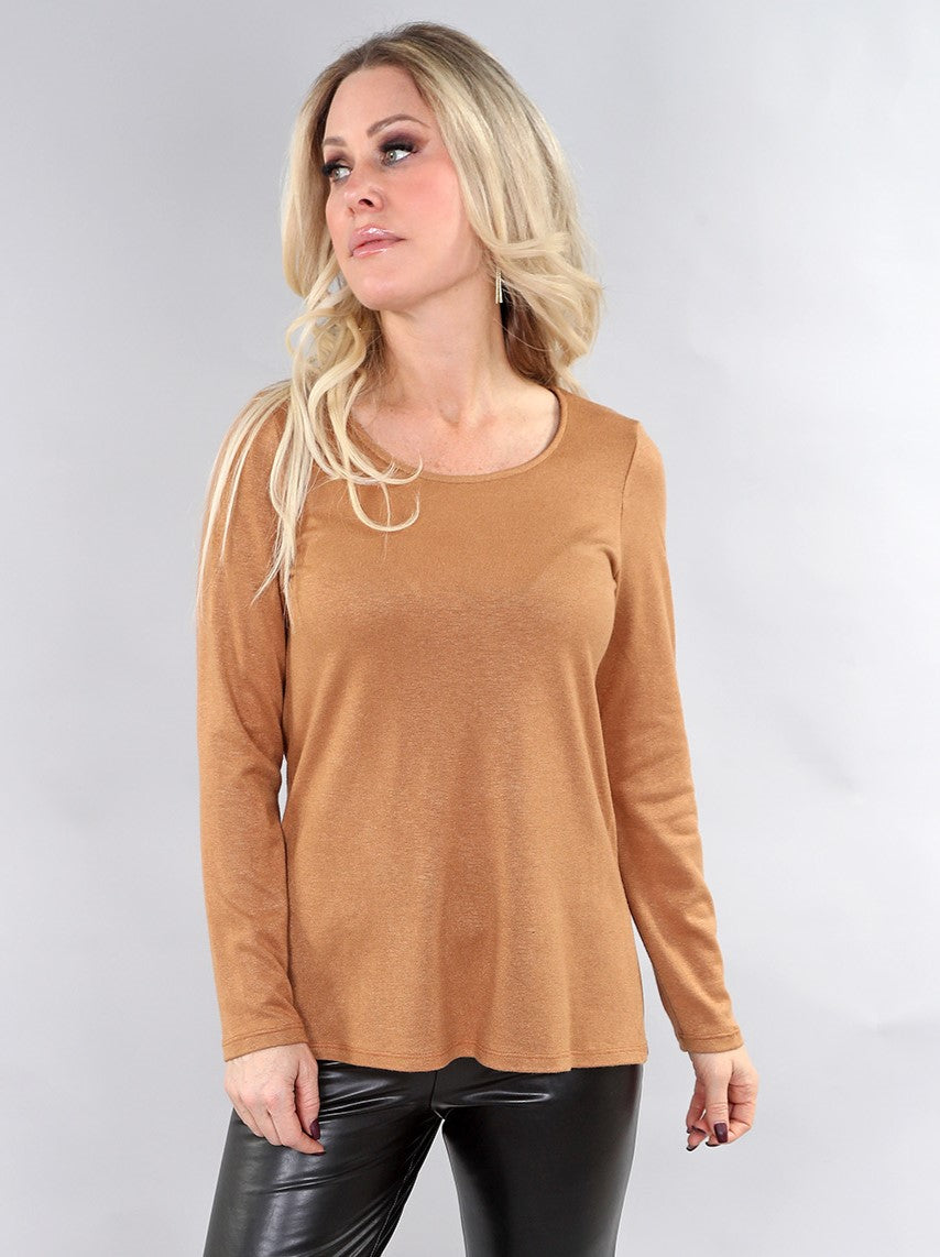 Plain Knit Top with Round Neckline - Michael Tyler