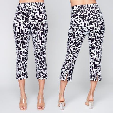 2-tone printed pull-on capri pants