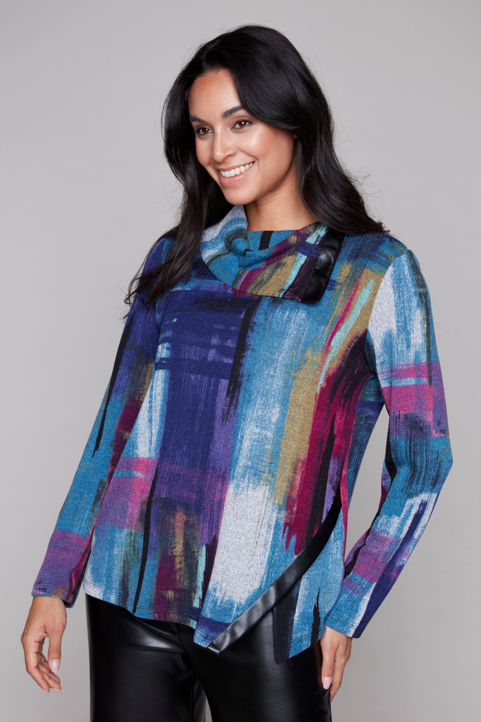 Printed Top with leatherette finish - Compli K