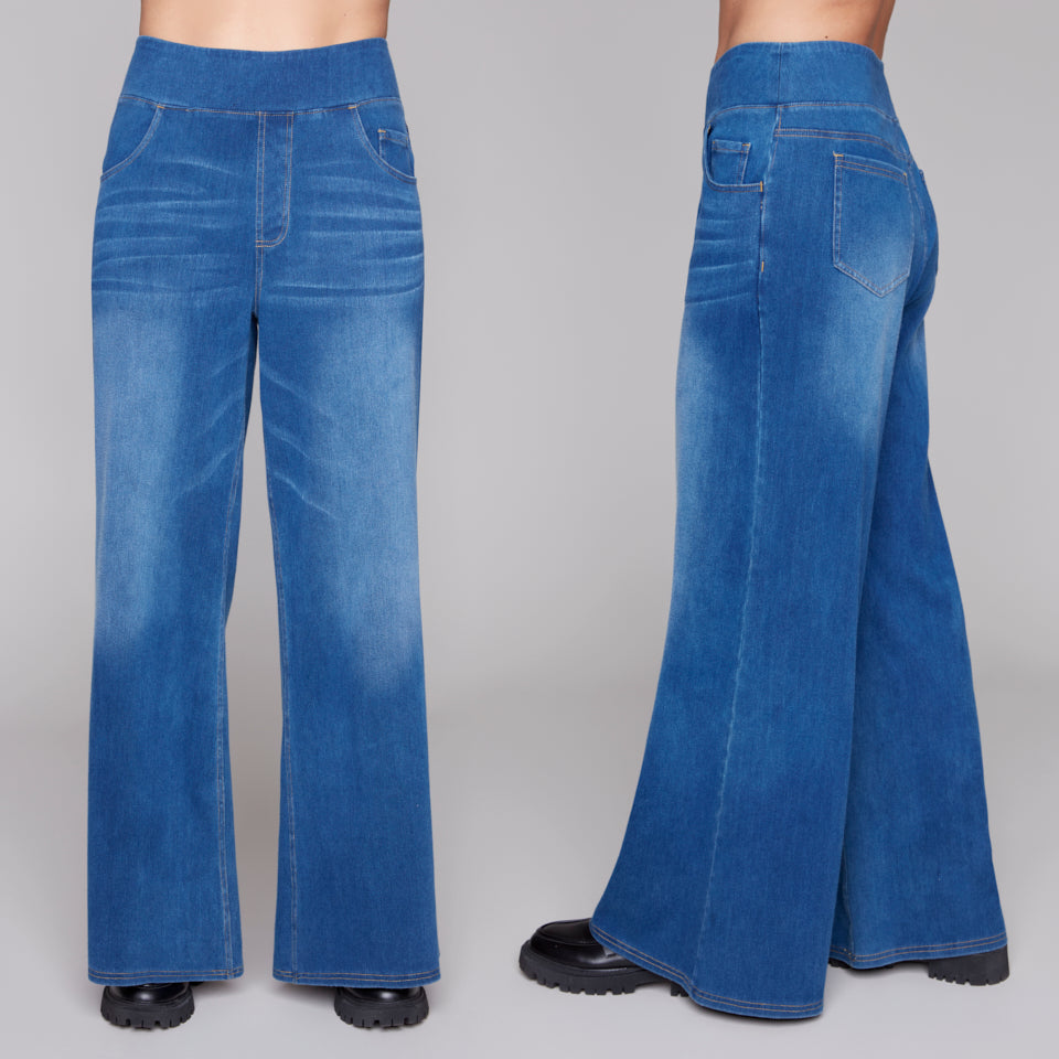 Denim pants with flared leg