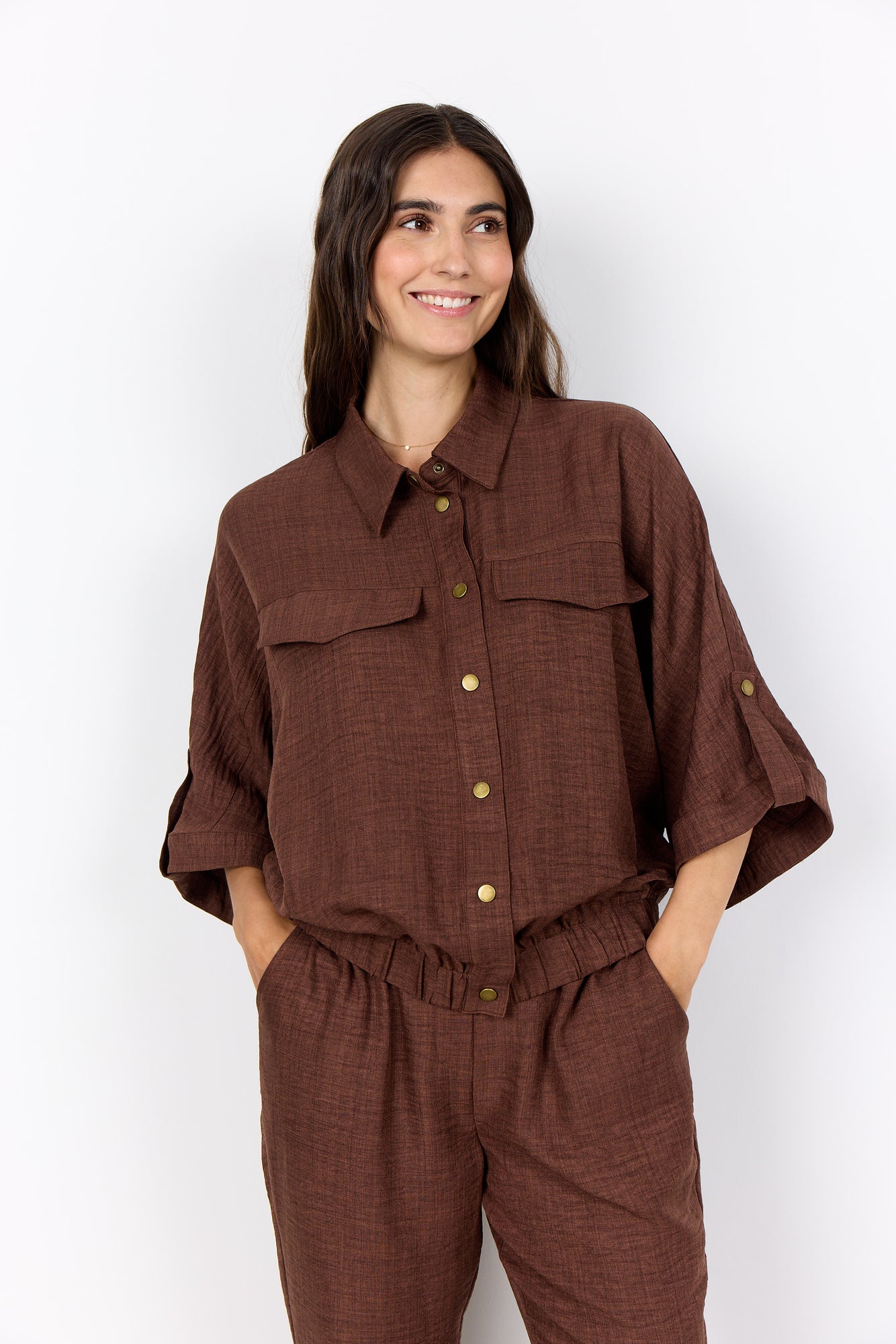 Upload image to gallery, Jacket with shirt collar and three-quarter sleeves
