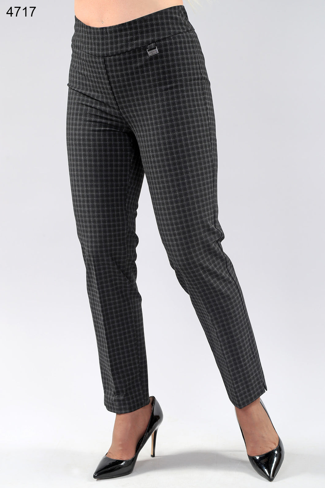 European plaid pull-on pants