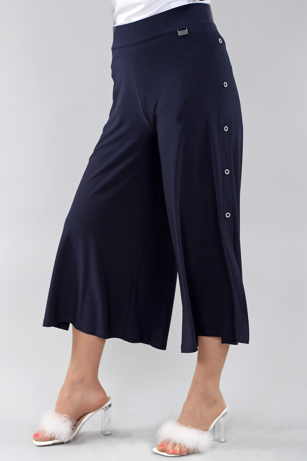 Capri pants with faux side buttons - Michael Tyler
