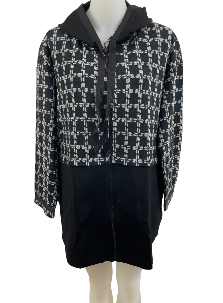 Veste à capuchon en tricot semi-imprimé
