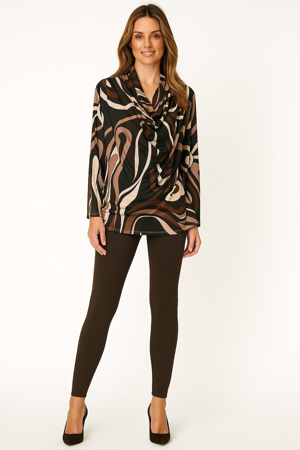 Upload image to gallery, Pleated and draped top, retro style print - Italy
