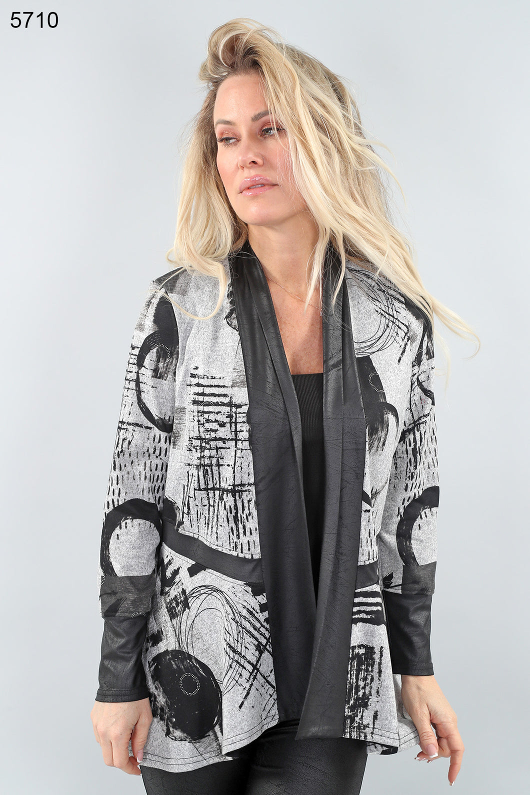 Cardigan with vegan leatherette inserts - Michael Tyler