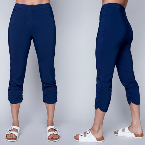 Charger l'image dans la galerie, Pantalon capri tout aller plissé au bas - Carré Noir
