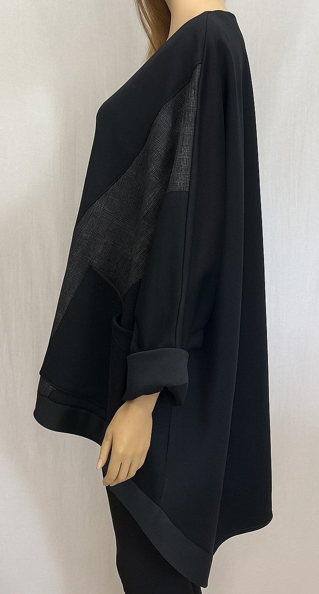 Upload image to gallery, Oversized Tunic with Plaid Fabric Inserts - Italy
