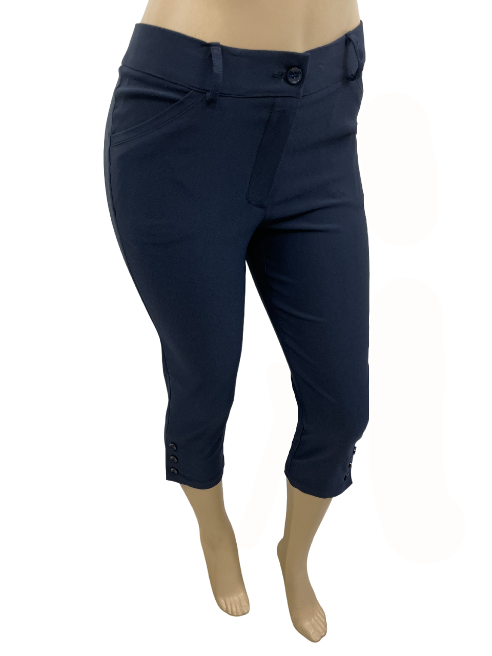 Upload image to gallery, Capri pants with pockets and side buttons
