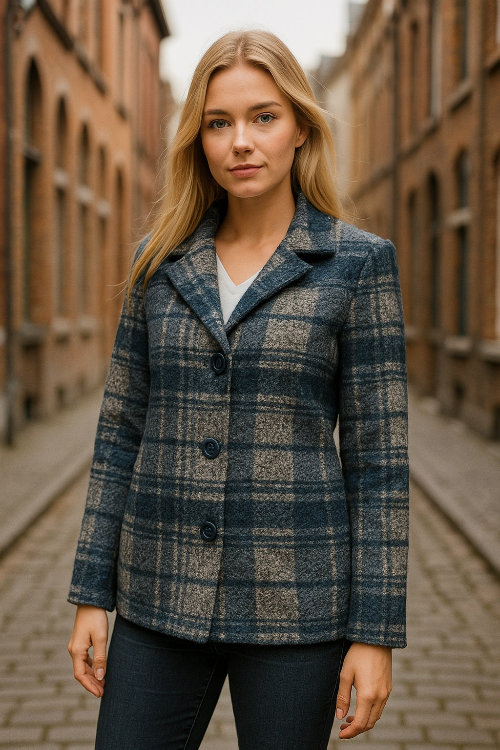 Lightweight classic curly checked jacket
