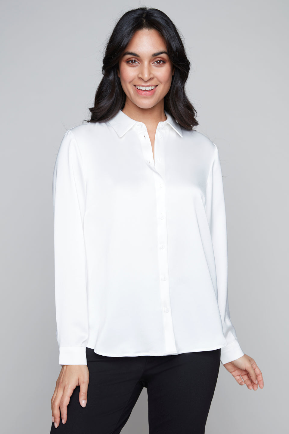 Plain satin blouse - Carré Noir