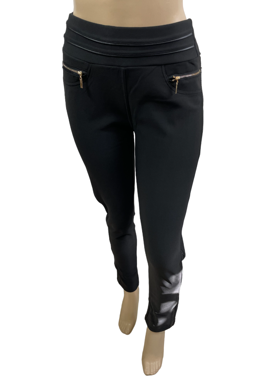Charger l'image dans la galerie, Pantalon legging insertion latérale de tressé en simi cuir
