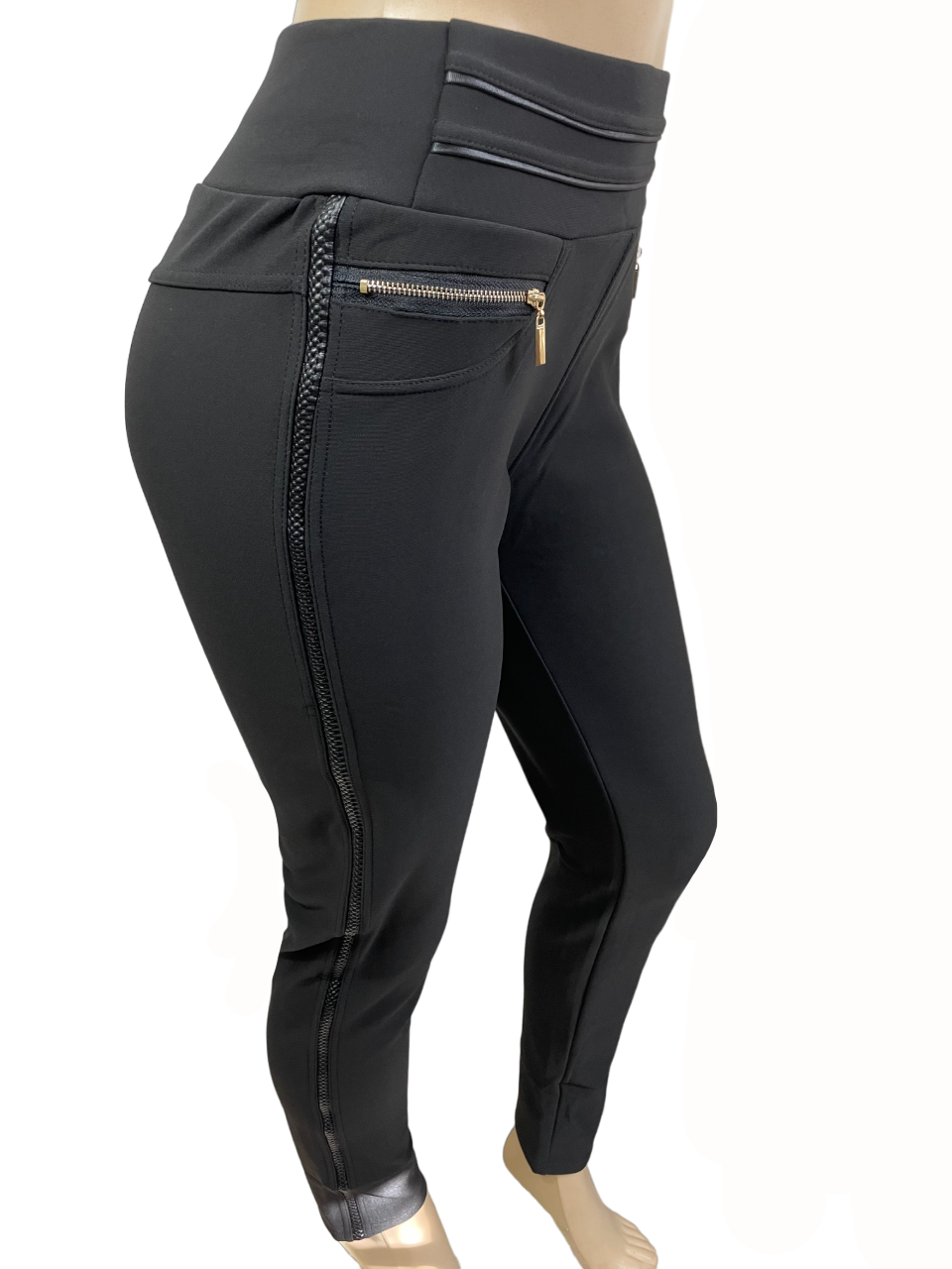 Charger l'image dans la galerie, Pantalon legging insertion latérale de tressé en simi cuir

