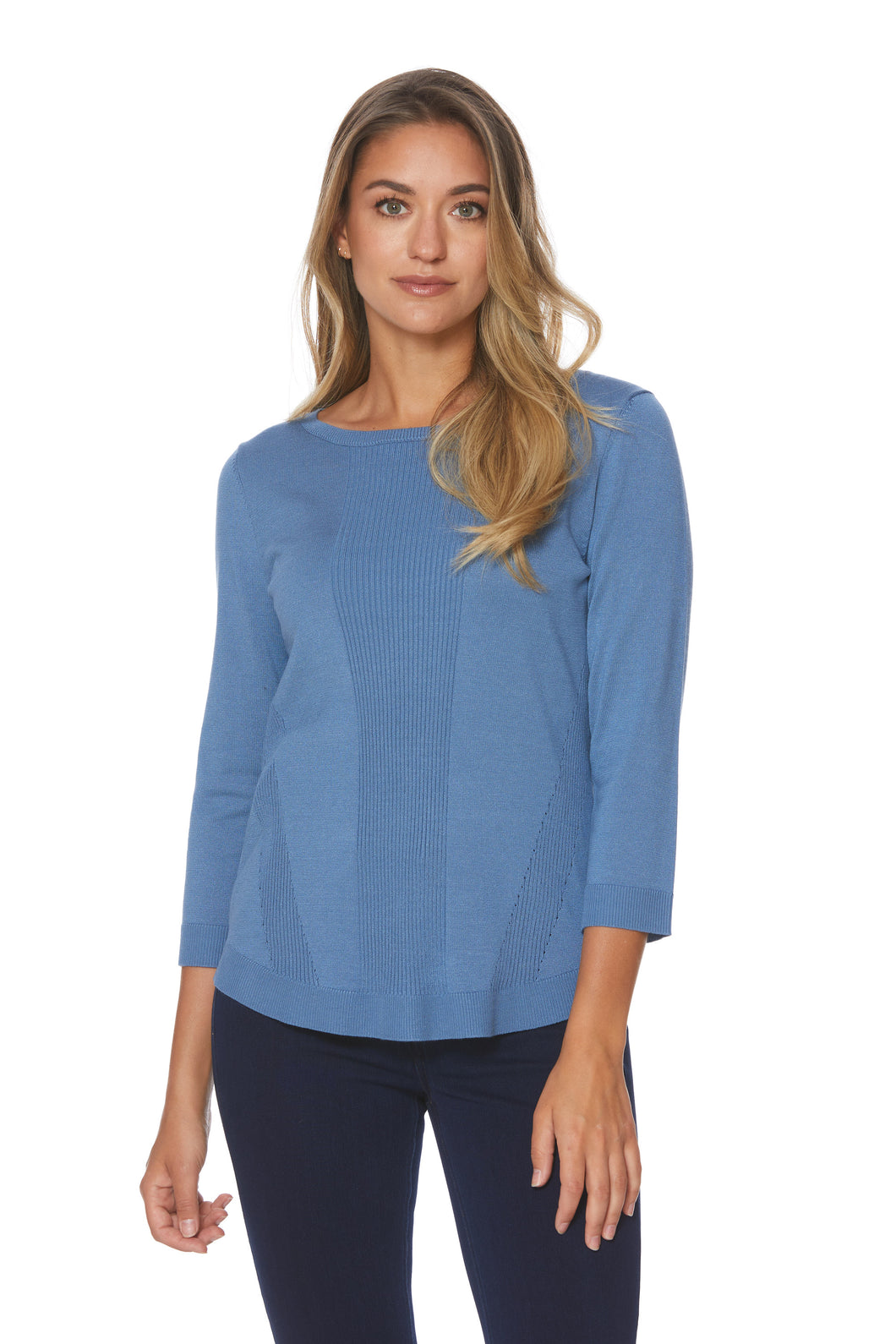 Rib knit Top with textured inserts