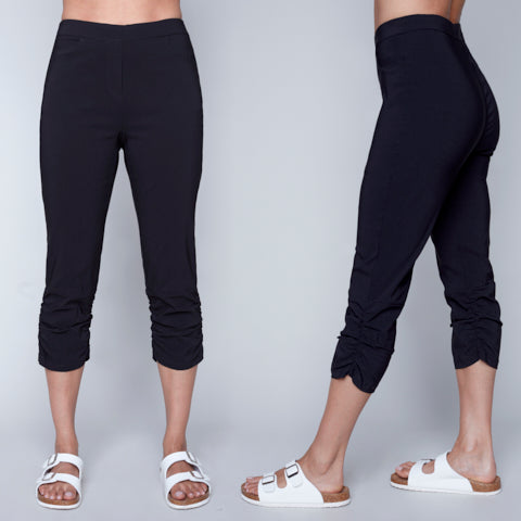 Charger l'image dans la galerie, Pantalon capri tout aller plissé au bas - Carré Noir
