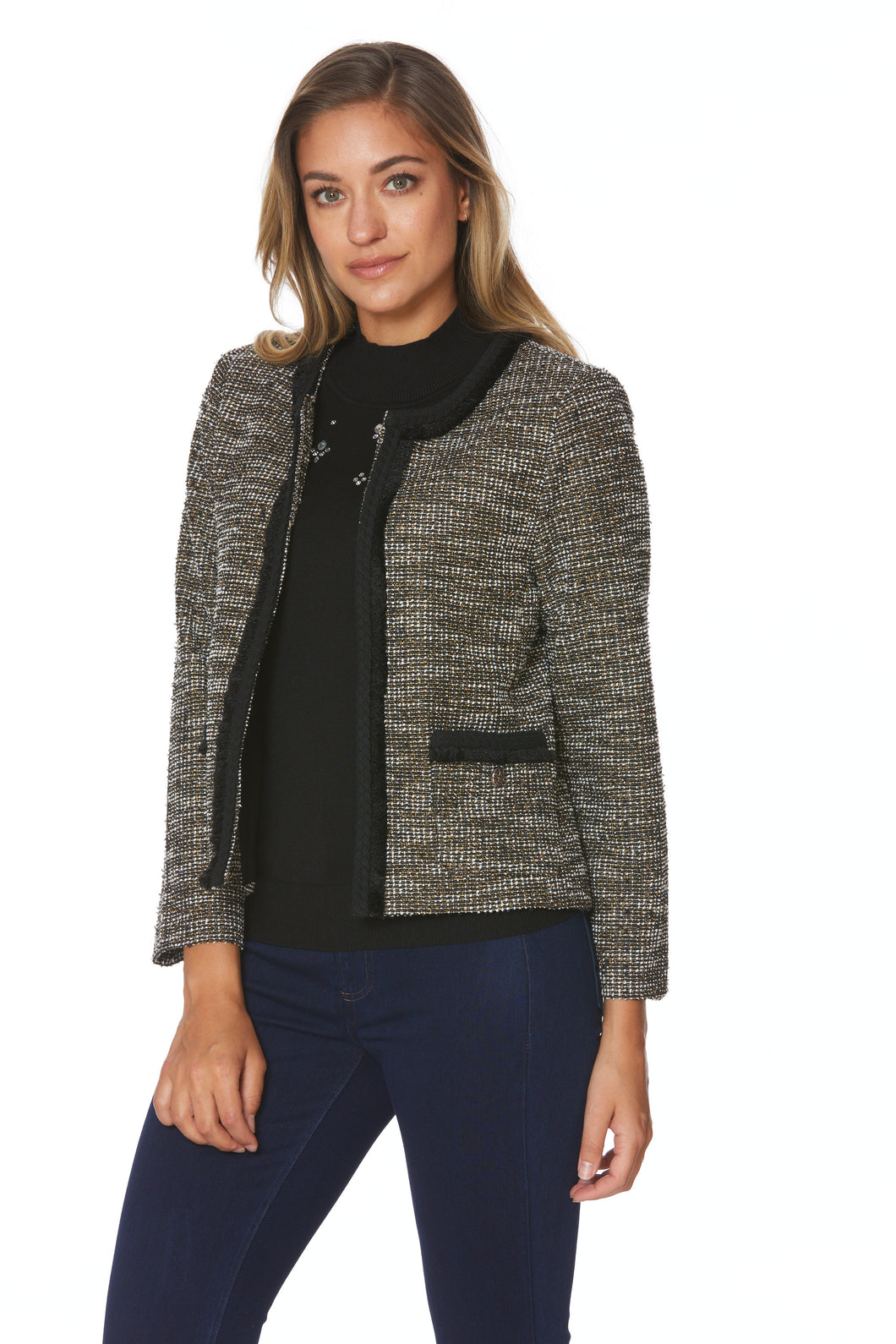 Knit jacket with contrast