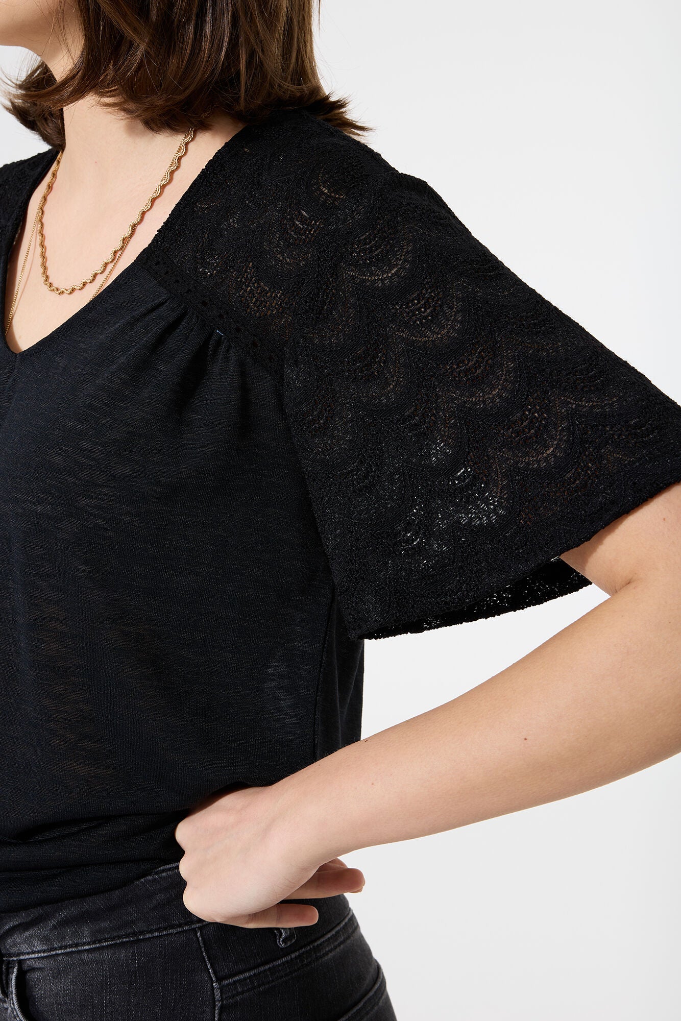 Upload image to gallery, Loose Top with Lace Inserts - Garcia

