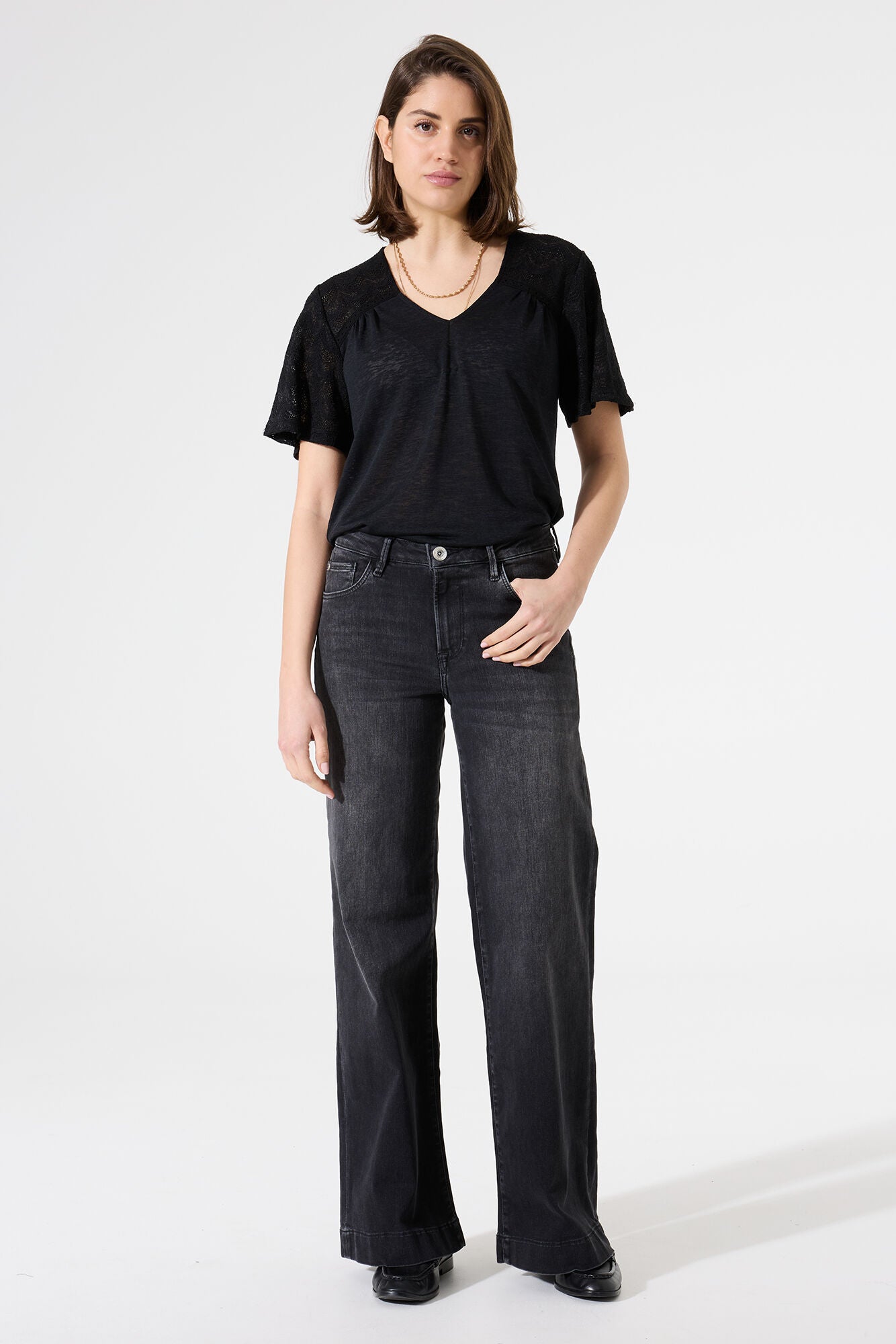 Upload image to gallery, Loose Top with Lace Inserts - Garcia
