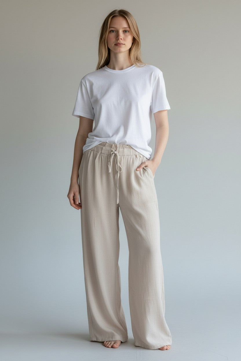 Upload image to gallery, Textured Palazzo Pants

