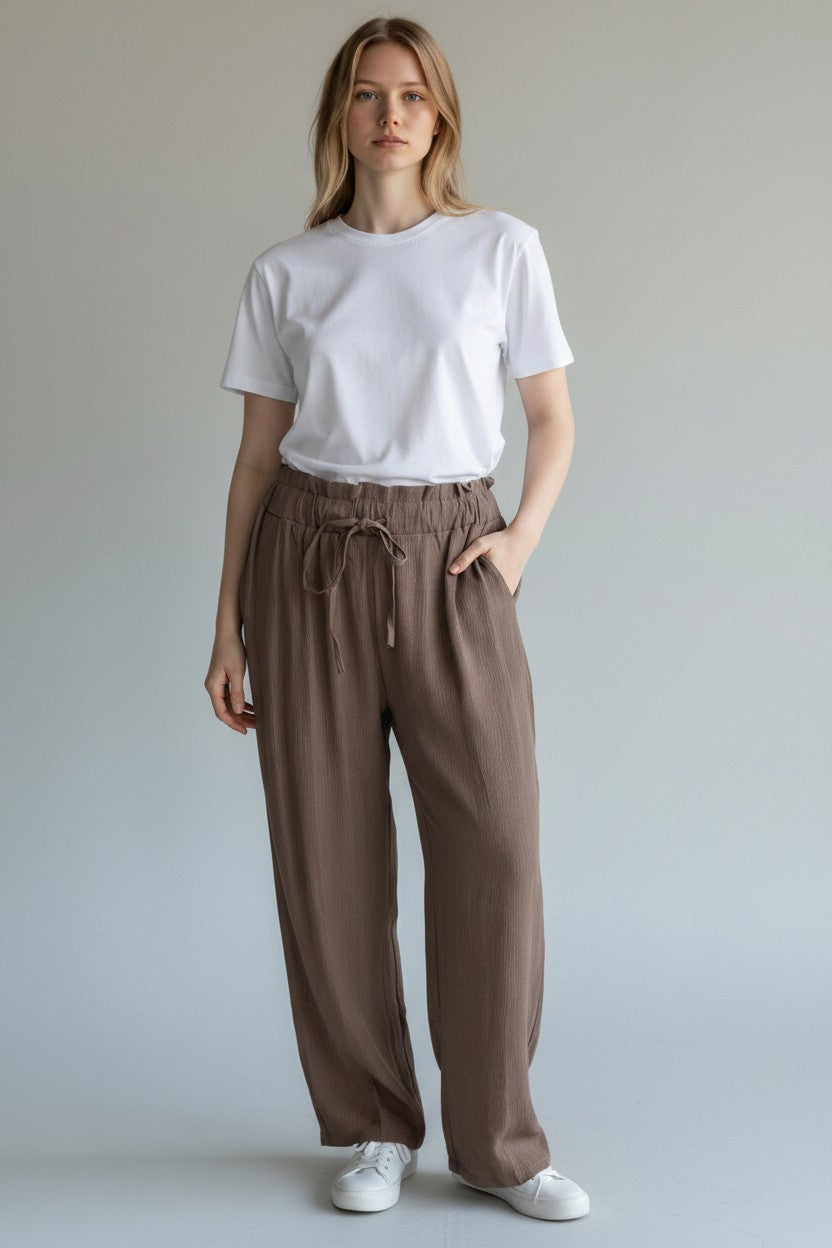 Upload image to gallery, Textured Palazzo Pants
