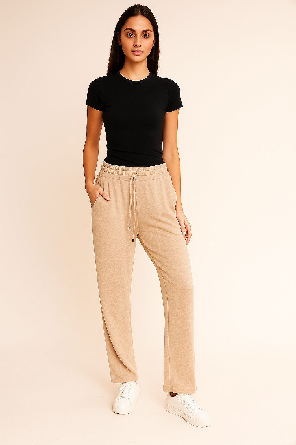 Load image in gallery, Wide leg pants in soft mini-rib

