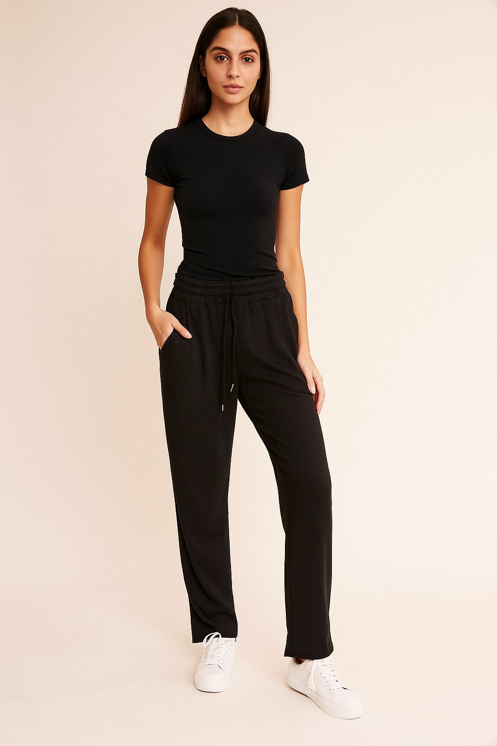 Load image in gallery, Wide leg pants in soft mini-rib
