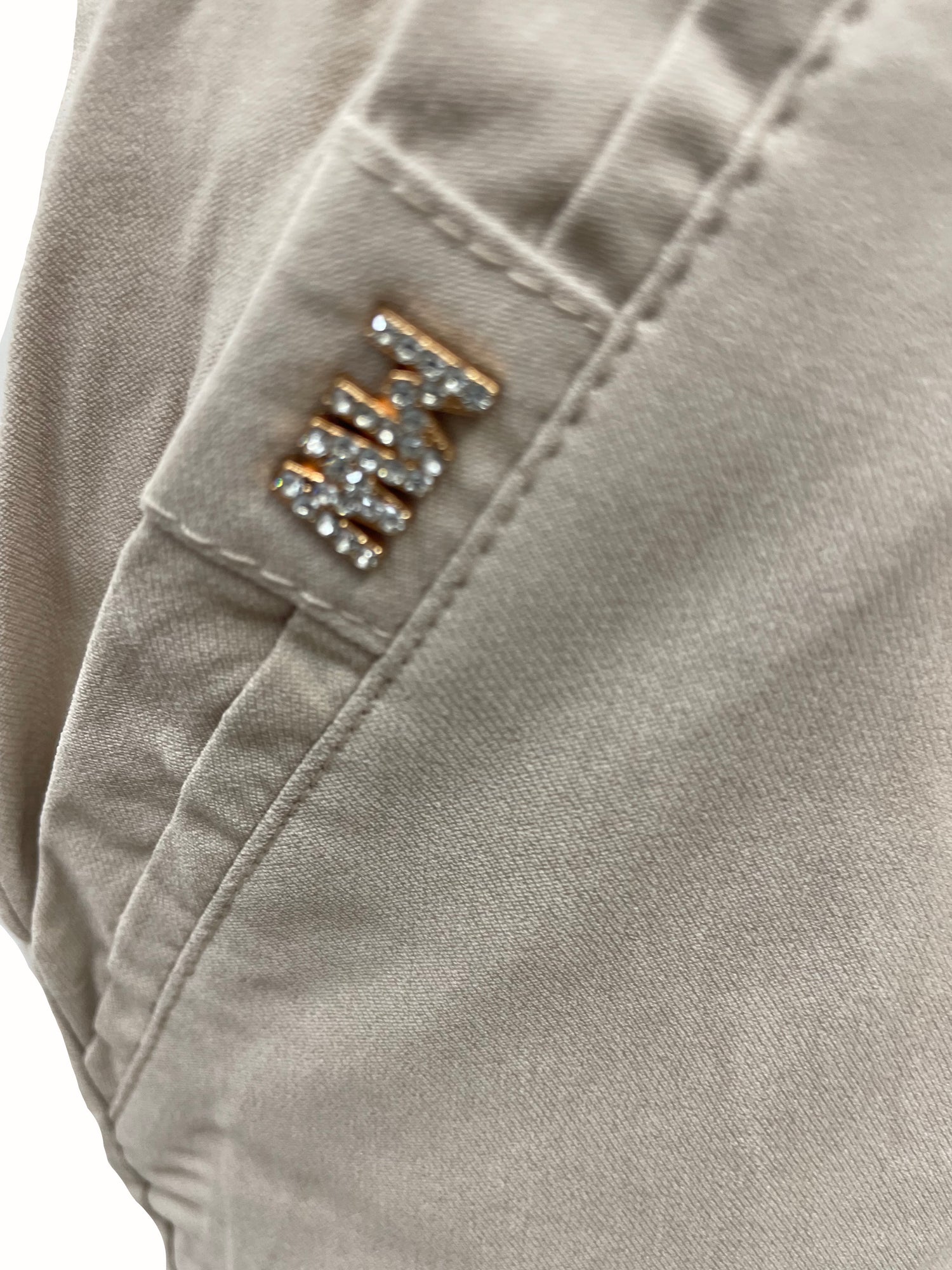 Upload image to gallery, Adjustable Waist Capri Pants with Rhinestone Logo
